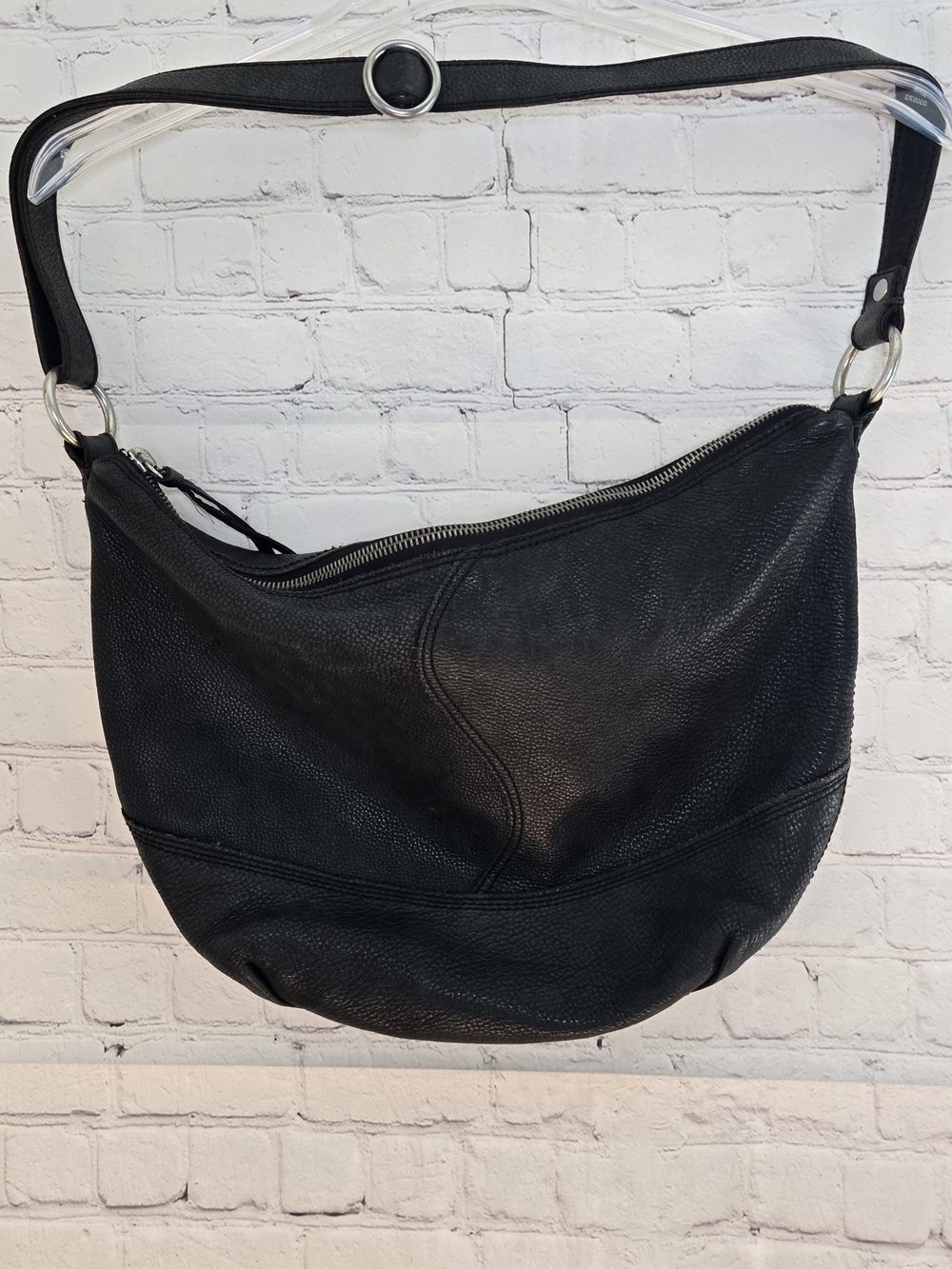 LUCKY BRAND  "Sweet Solace"  Hobo Satchel Bag Black Pebble Leather  Boho Western
